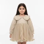 پیراهن بلند زمستونه  کرمی دخترانه وارداتی