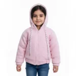سویشرت کلاه دار  داخل پشمی صورتی دخترانه