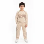 ست بلوز شلوار بچگانه دورس طرح CHIC کرمی