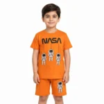 ست تیشرت شلوارک طرح NASA آجری