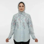 شومیز خامه دوزی گلدار آبی وارداتی