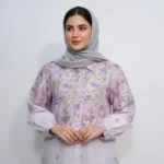 شومیز خامه دوزی گلدار بنفش وارداتی