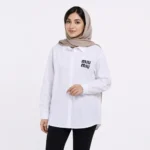 مانتو نخی زنانه طرح MIUMIU  یقه انگلیسی سفید وارداتی