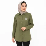 مانتو نخی زنانه طرح MIUMIU  یقه انگلیسی سبز زیتونی وارداتی