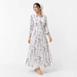 پیراهن ساحلی زنانه دامن پلیسه گلدار