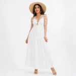 پیراهن ساحلی زنانه  بندی بلند سفید وارداتی