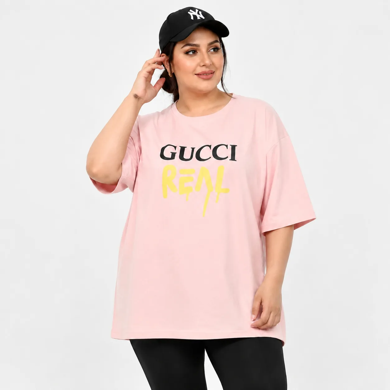 WD0104 تیشرت سایز بزرگ زنانه وارداتی طرح GUCCI - Image 1