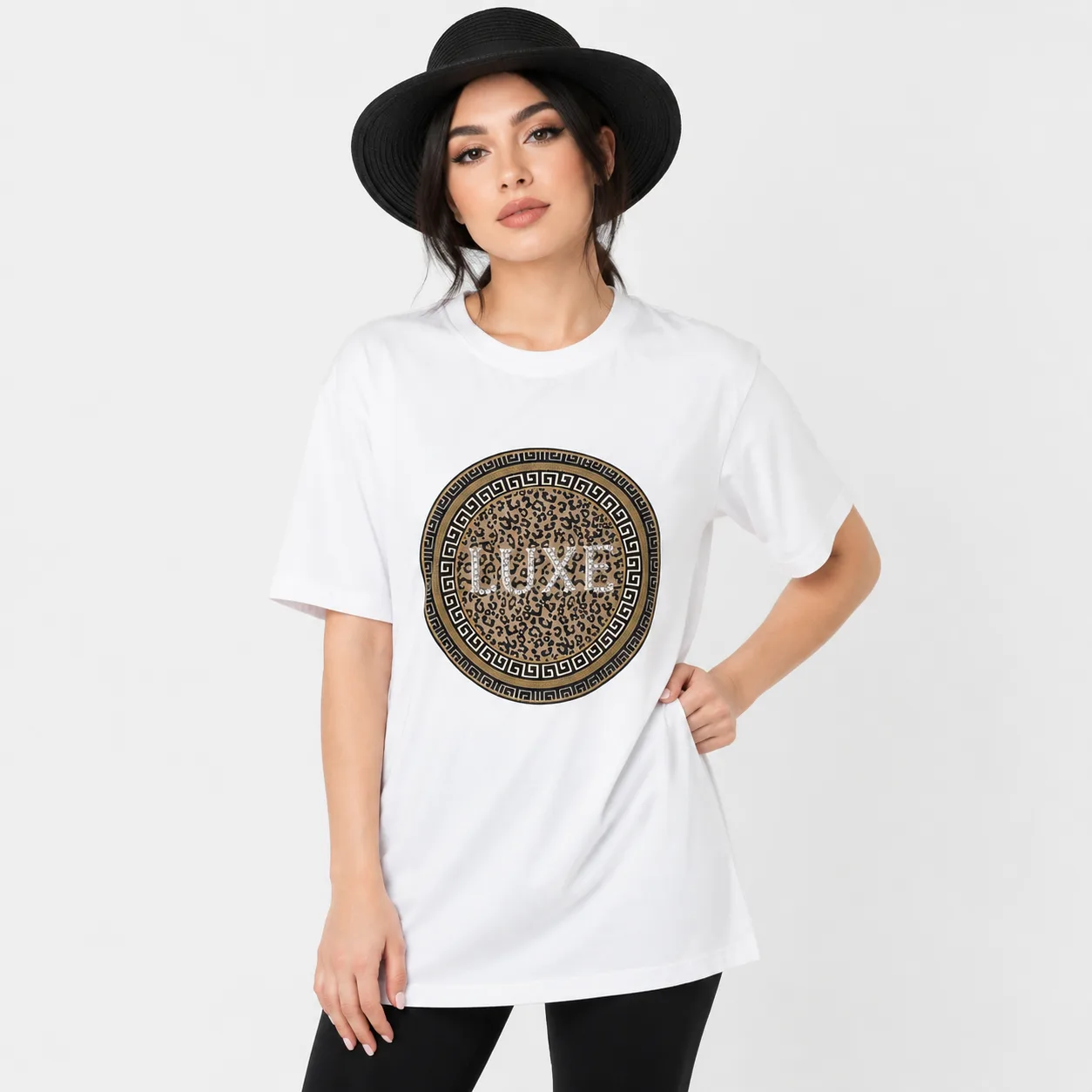 WD0122 تیشرت زنانه نگین دوزی LUXE سفید - Image 1
