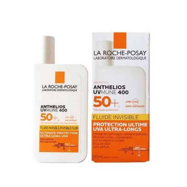 La-Roche-Posay-Invisible-Fluid-sunscreen-with-SPF-50 ضد آفتاب نامرئی فوق محافظ لاروش پوزای، مدل Anthelios Invisible Fluid، با SPF 50+، مقاوم در برابر آب و تعریق، مناسب پوست حساس - Image 1