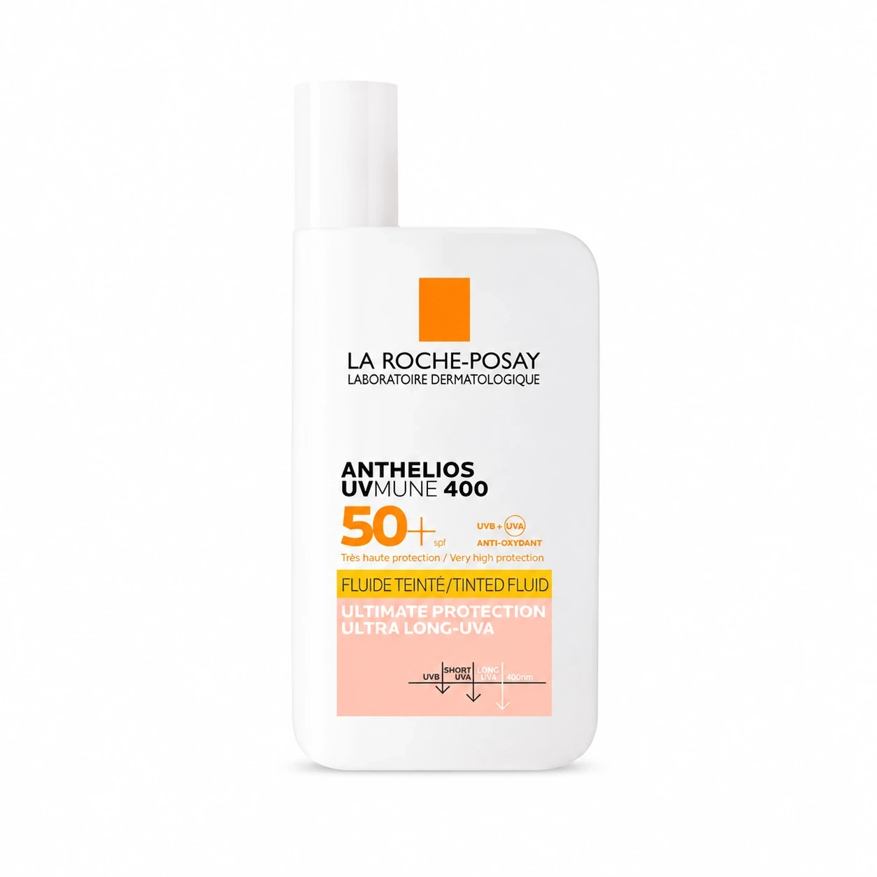 webp ضد آفتاب فلوئید رنگی و نامرئی لاروش پوزای، مدل Anthelios UVMune 400، با SPF 50+ و محافظت بسیار بالا در برابر اشعههای UVA و UVB - Image 1